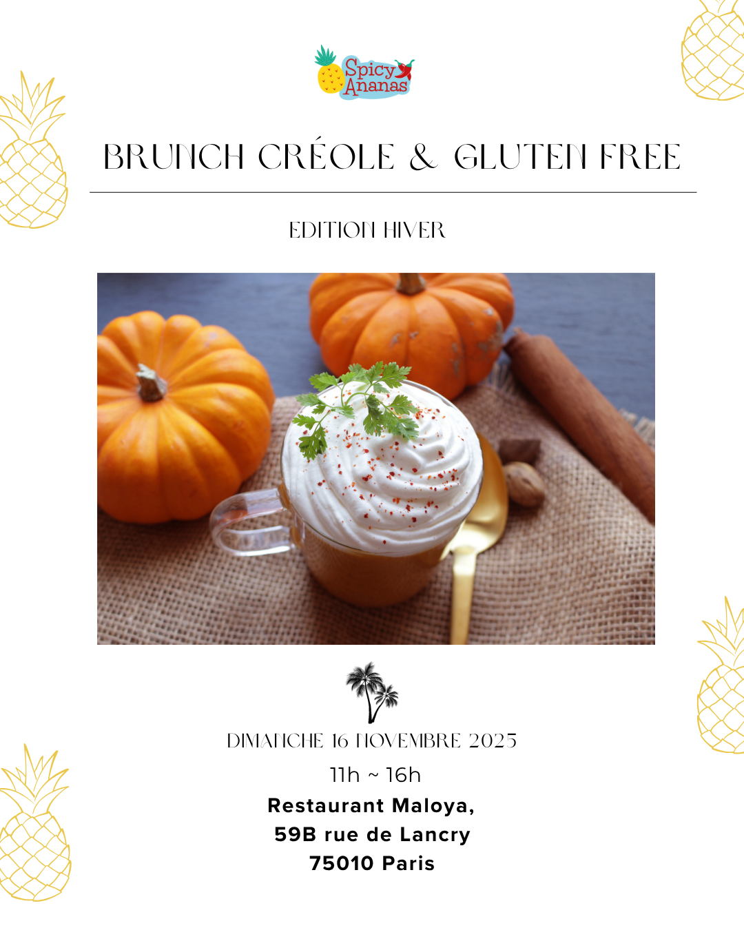 Affiche brunch sans gluten cappuccino de courge